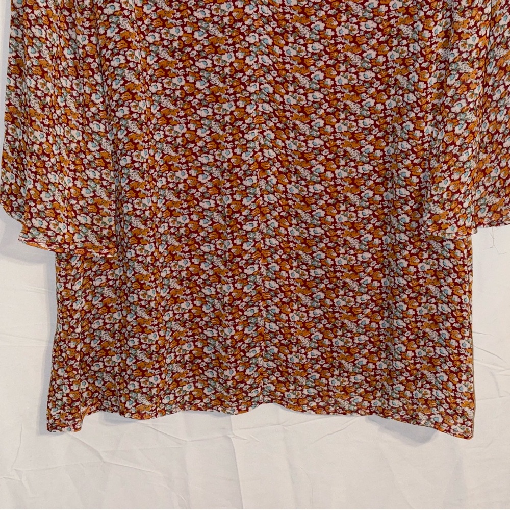 Doe & Rae Multicolored Floral Print Long Sleeve Mini Dress Size Medium - Picture 7 of 9